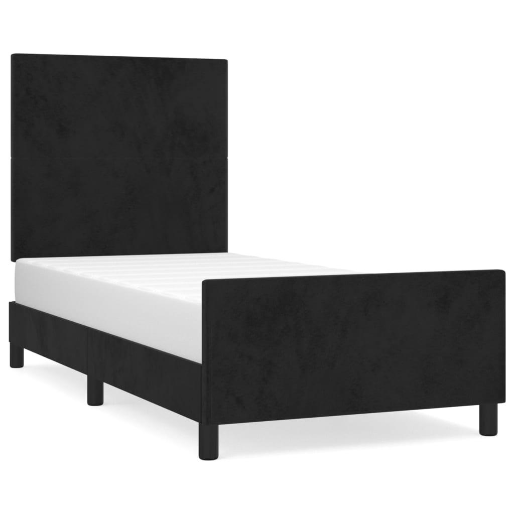 vidaXL Sängram med huvudgavel svart 90x200 cm sammet