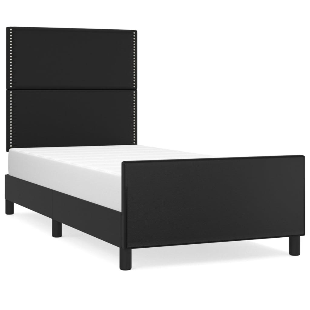 vidaXL Sängram med huvudgavel svart 90x190 cm konstläder