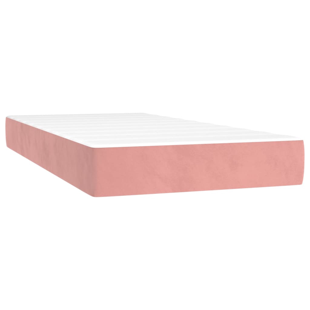 vidaXL Pocketresårmadrass medium rosa 90x190x20 cm sammet