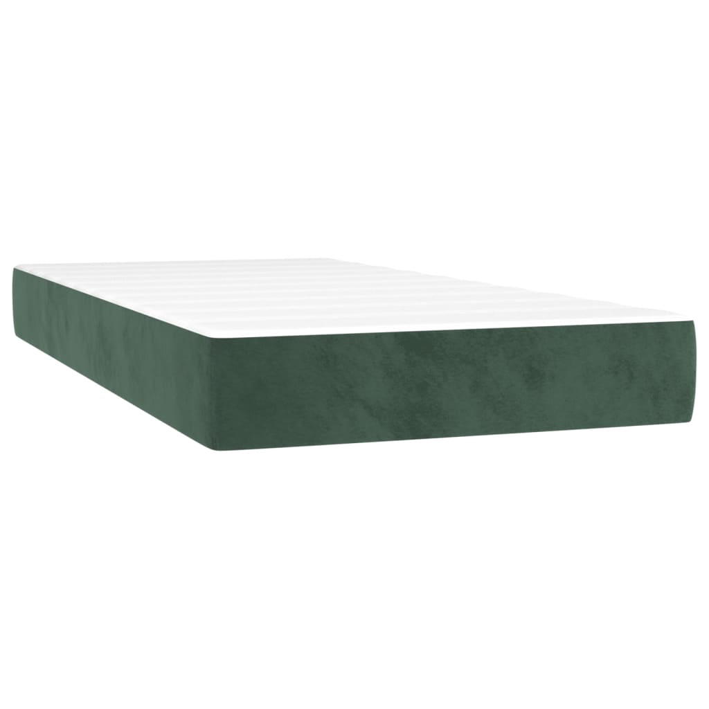 vidaXL Pocketresårmadrass medium mörkgrön 90x200x20 cm sammet