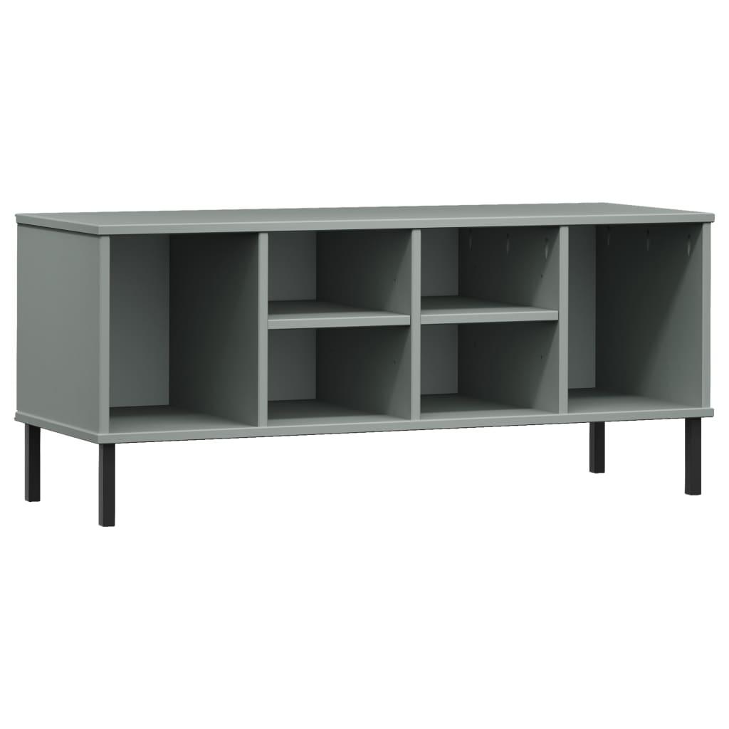 vidaXL Skohylla med metallben OSLO grå 106x35x45 cm massivt trä