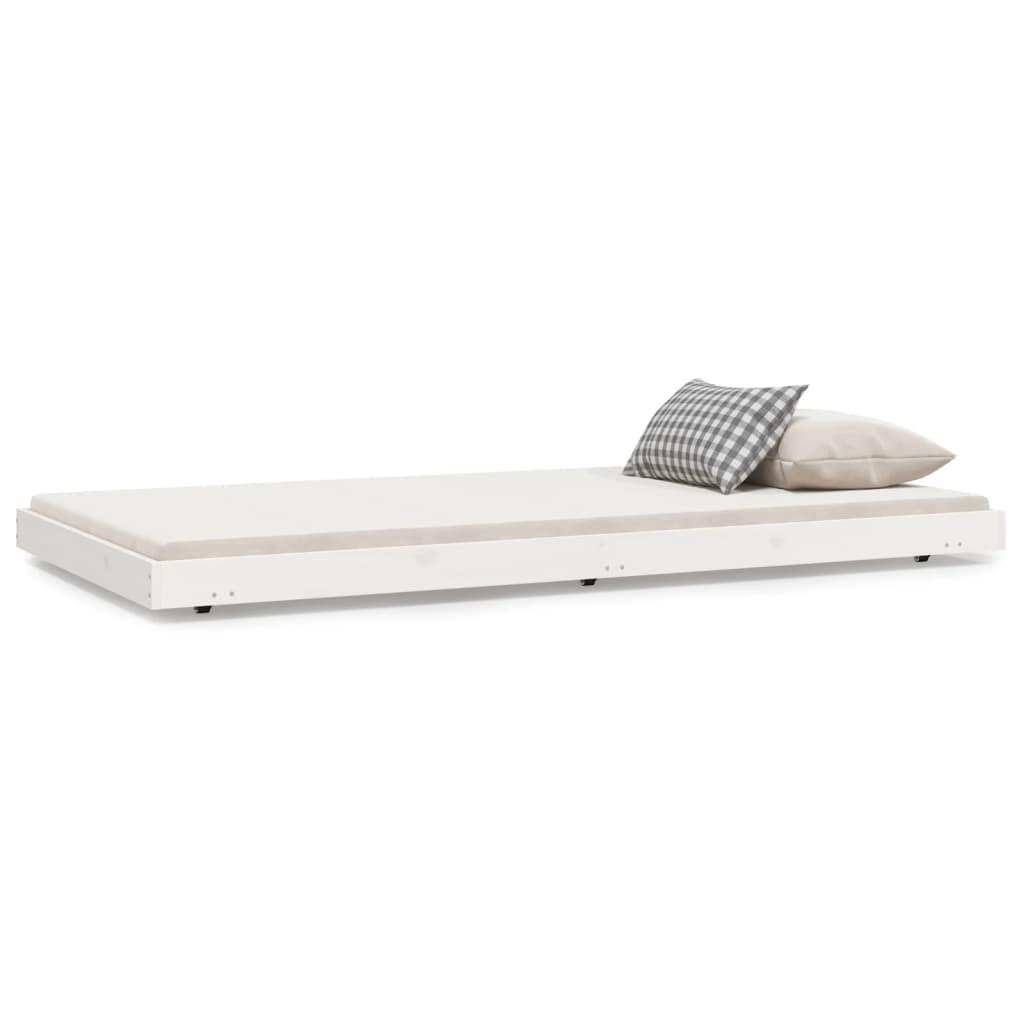 vidaXL Sängram utan madrass vit 100x200 cm massiv furu