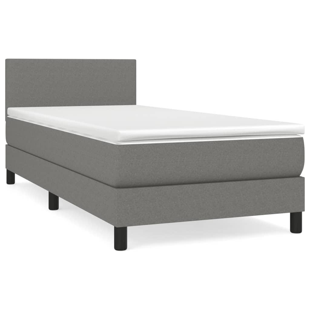 vidaXL Ramsäng med madrass mörkgrå 100x200 cm tyg