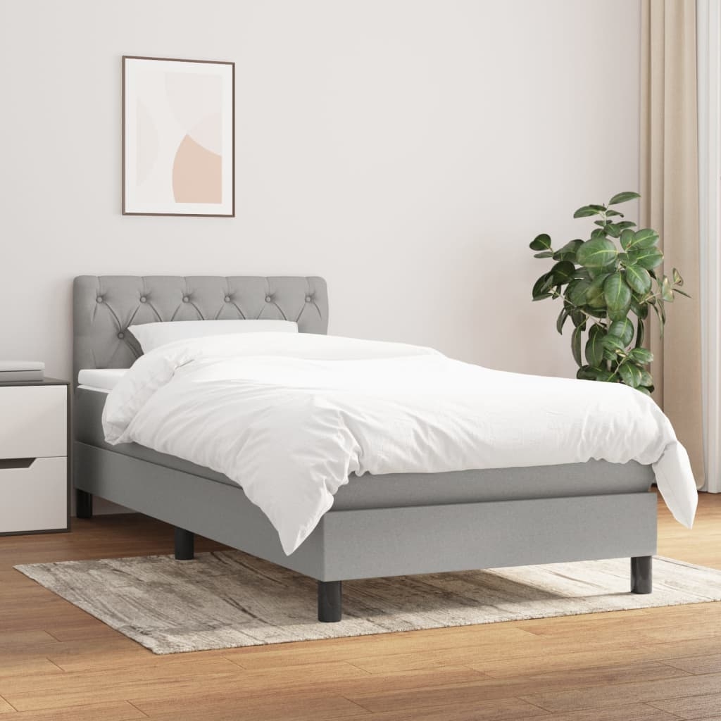 vidaXL Ramsäng med madrass ljusgrå 80x200 cm tyg