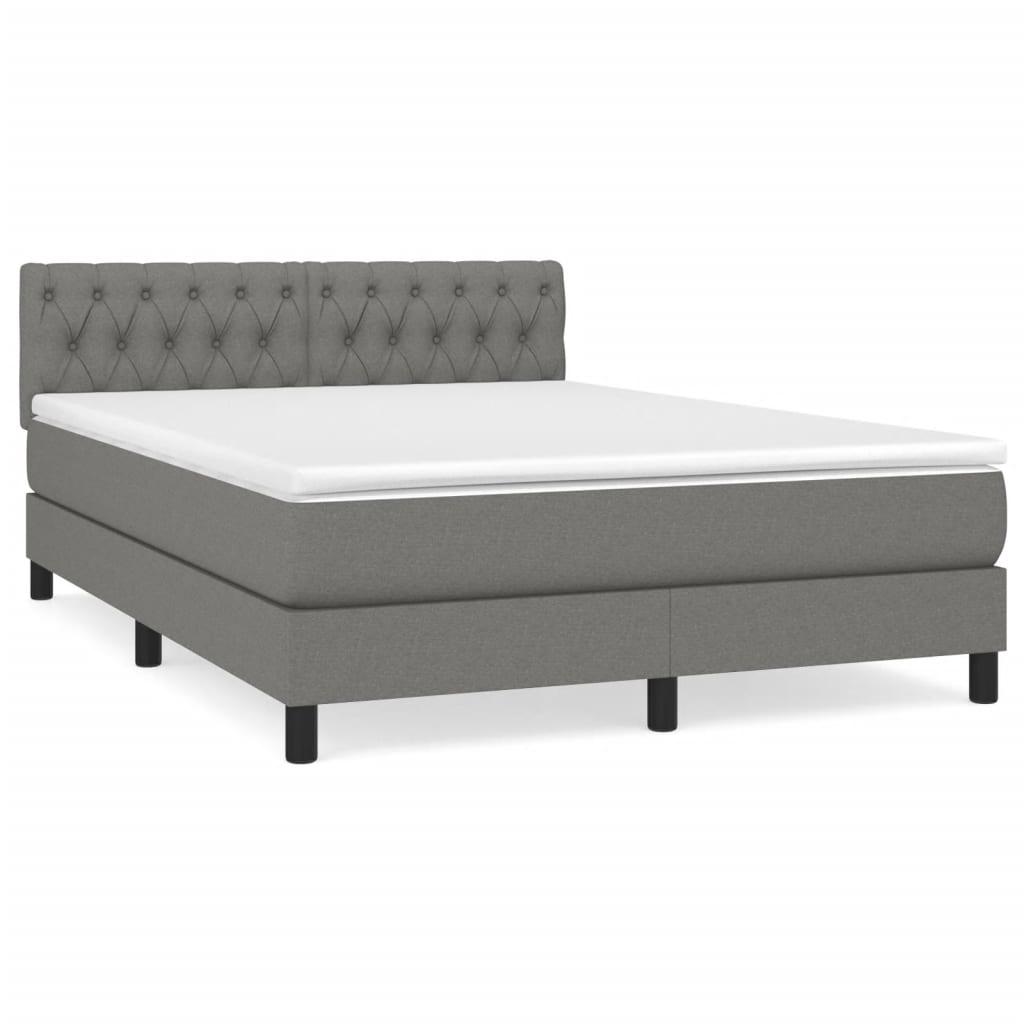 vidaXL Ramsäng med madrass mörkgrå 140x190 cm tyg