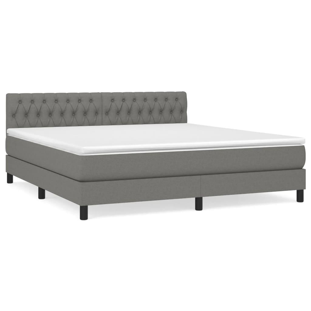 vidaXL Ramsäng med madrass mörkgrå 180x200 cm tyg