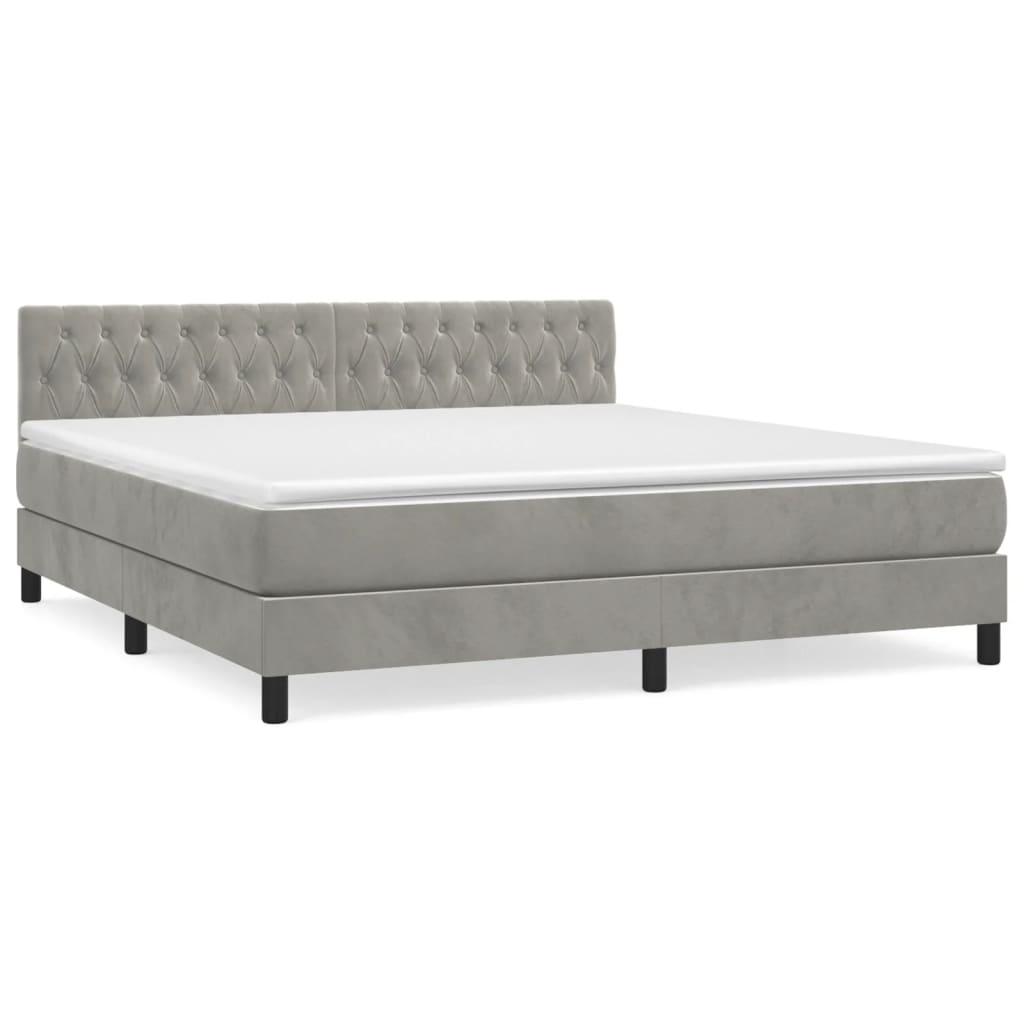 vidaXL Ramsäng med madrass ljusgrå 180x200 cm sammet