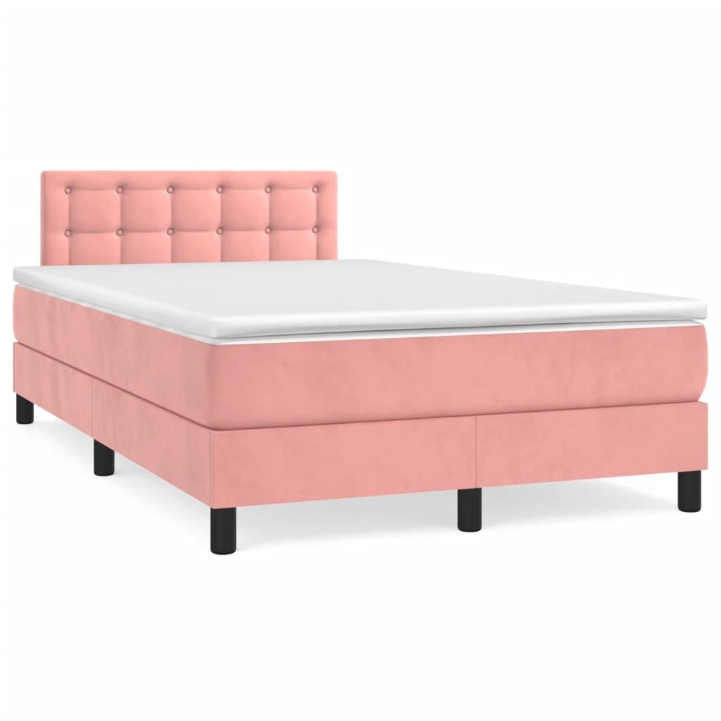 vidaXL Ramsäng med madrass rosa 120x200 cm sammet