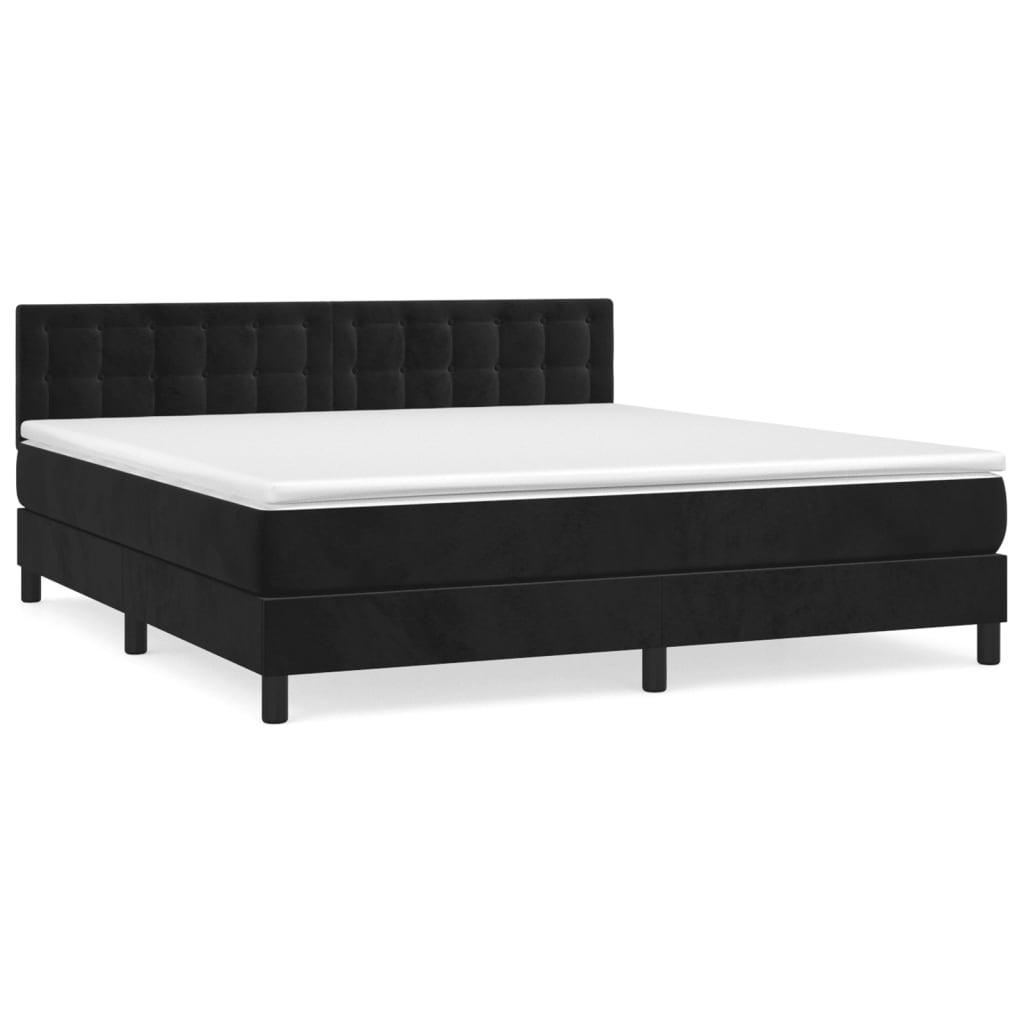 vidaXL Ramsäng med madrass svart 180x200 cm sammet