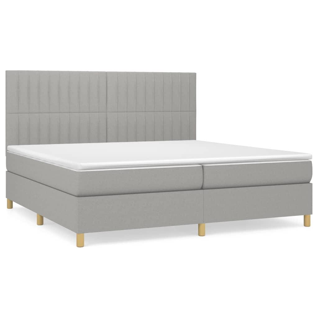 vidaXL Ramsäng med madrass ljusgrå 200x200 cm tyg
