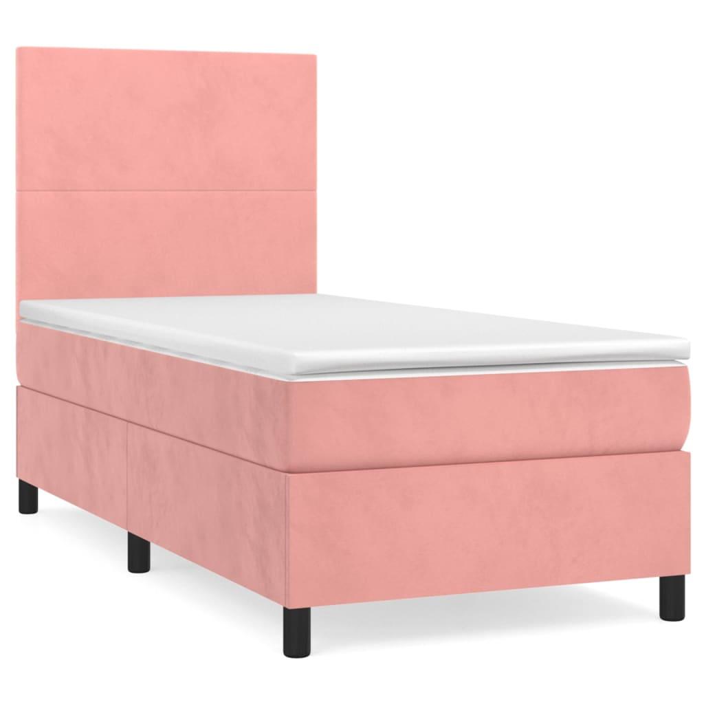 vidaXL Ramsäng med madrass rosa 90x200 cm sammet