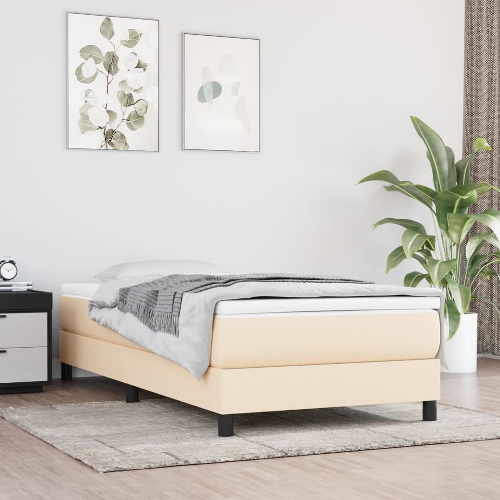 vidaXL Ramsäng med madrass gräddvit 100x200 cm tyg