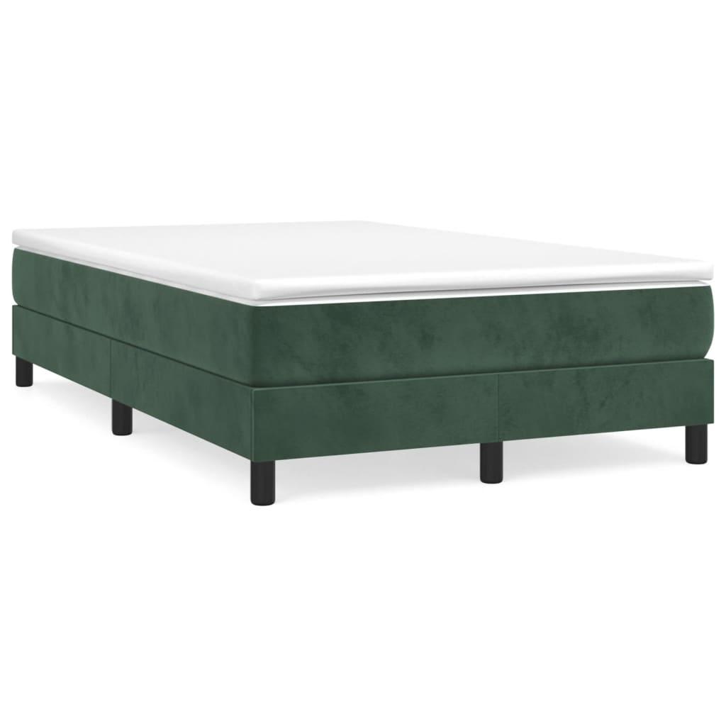 vidaXL Ramsäng med madrass mörkgrön 120x200 cm sammet