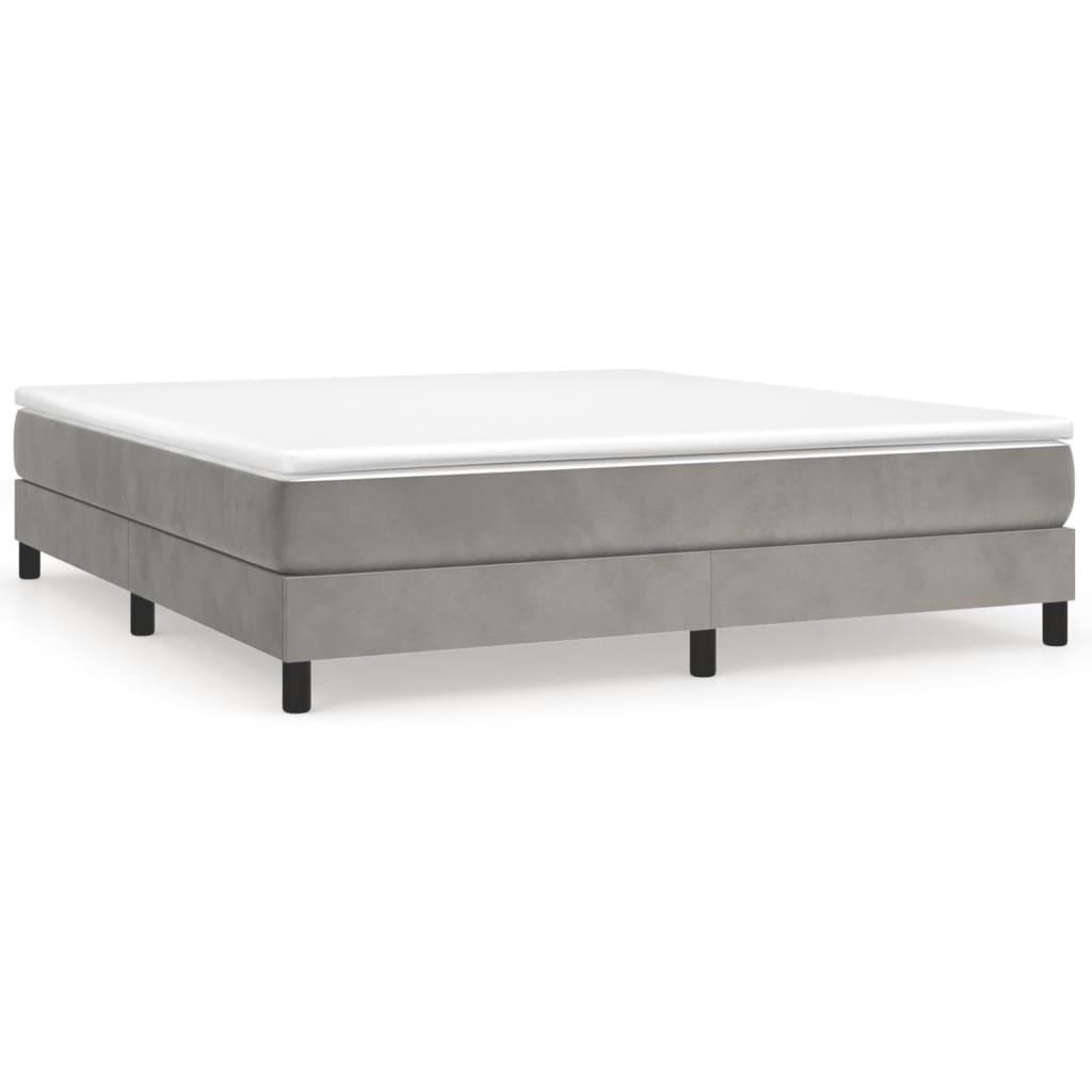 vidaXL Ramsäng med madrass ljusgrå 160x200 cm sammet