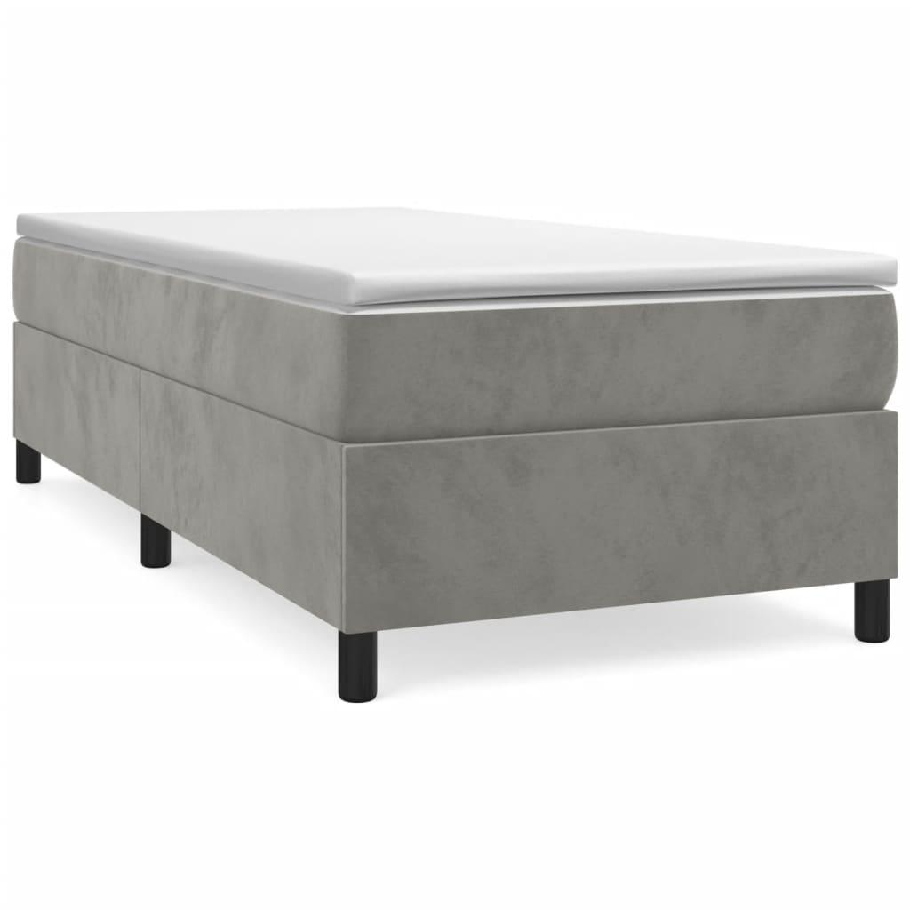 vidaXL Ramsäng med madrass ljusgrå 90x190 cm sammet