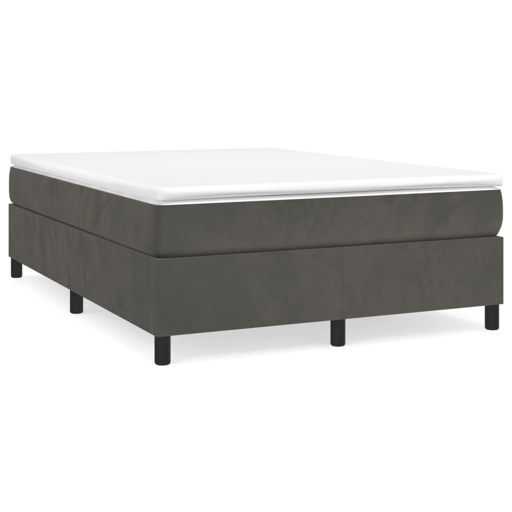 vidaXL Ramsäng med madrass mörkgrå 140x190 cm sammet
