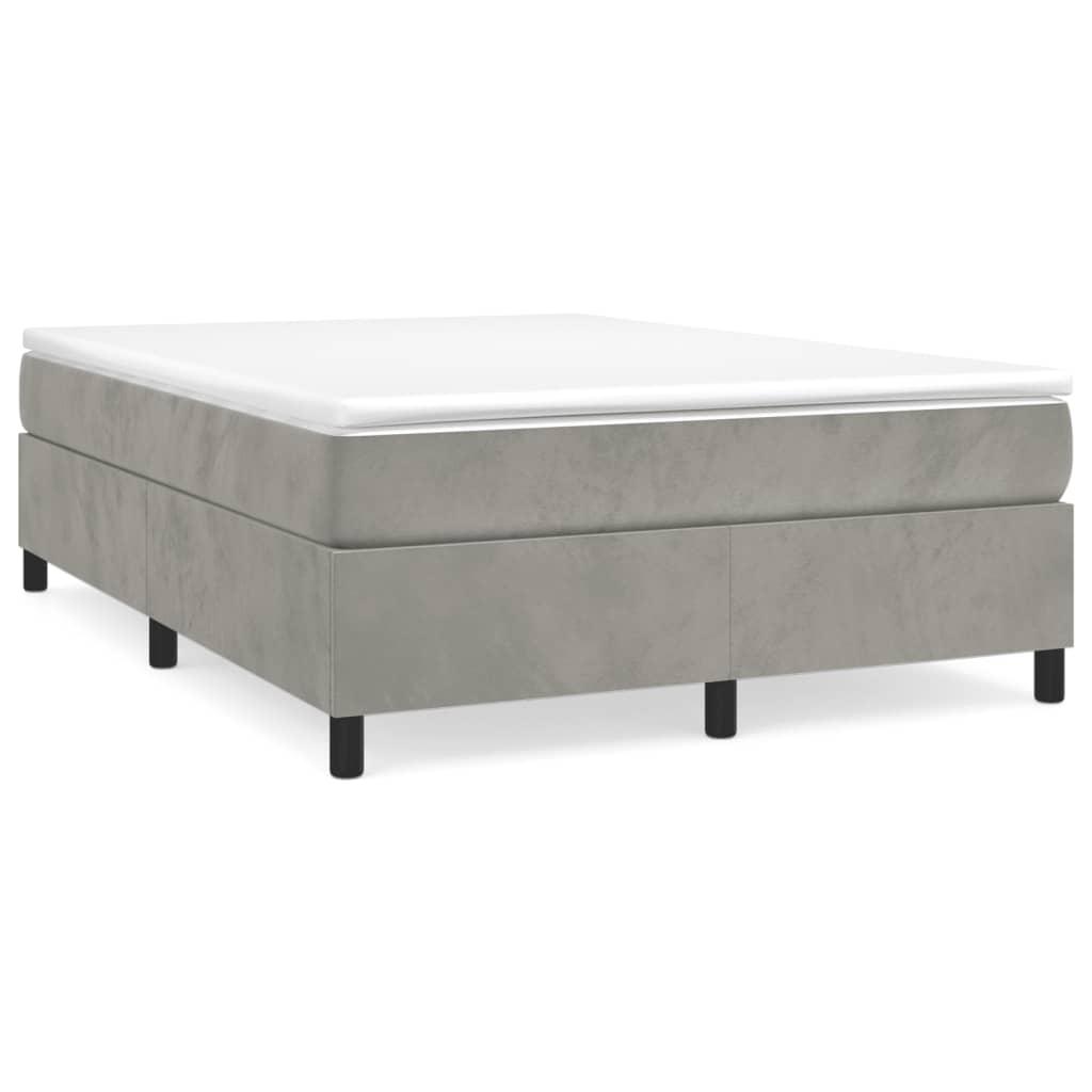 vidaXL Ramsäng med madrass ljusgrå 140x190 cm sammet