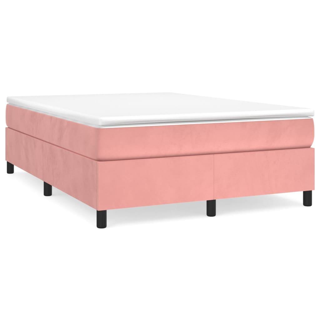 vidaXL Ramsäng med madrass rosa 140x200 cm sammet