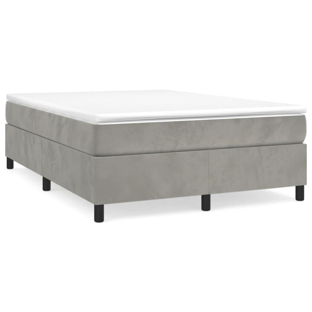 vidaXL Ramsäng med madrass ljusgrå 140x200 cm sammet