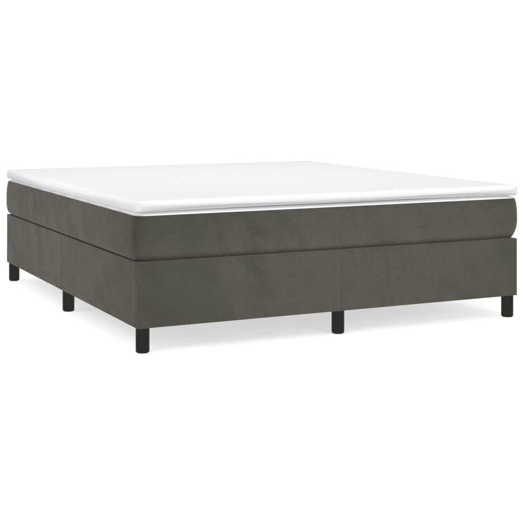 vidaXL Ramsäng med madrass mörkgrå 180x200 cm sammet