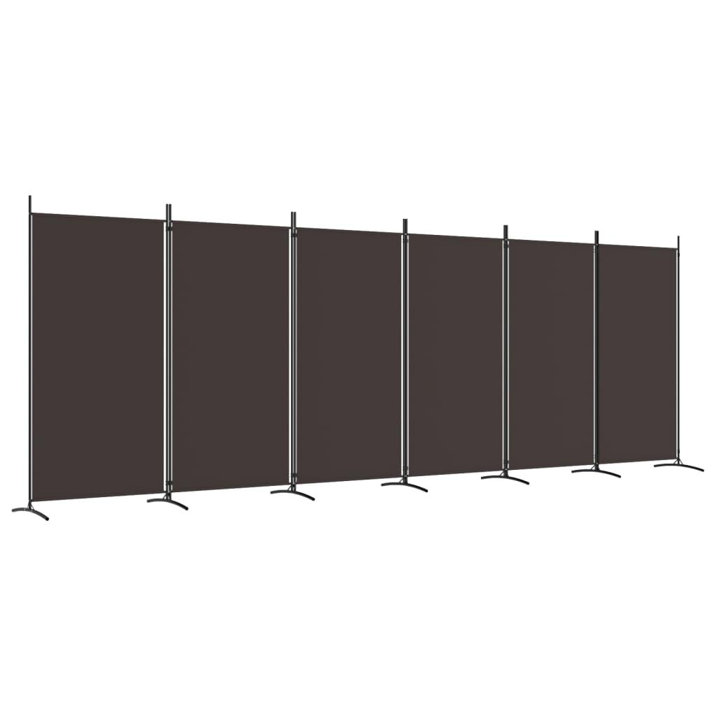 vidaXL Romdeler med 6 paneler brun 520x180 cm stoff