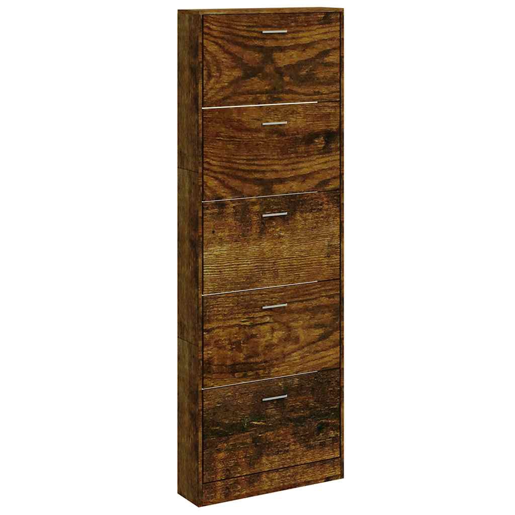vidaXL Skoställ rökfärgad ek 59x17x169 cm konstruerat trä