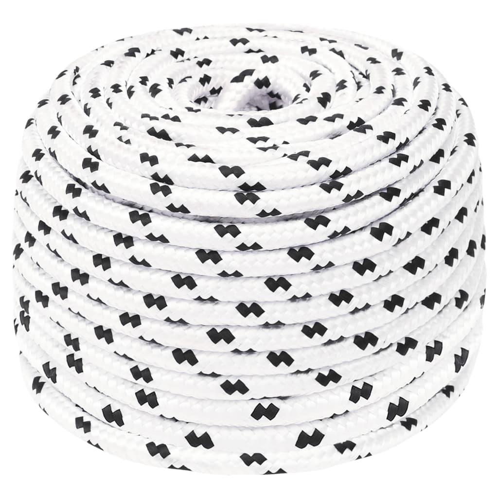 vidaXL Båtlina flätad vit 6 mm x 25 m polyester