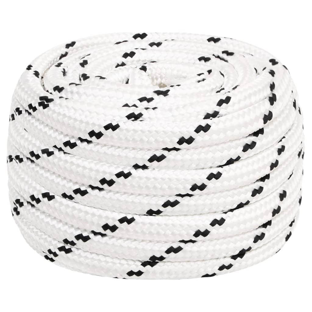 vidaXL Båtlina flätad vit 16 mm x 25 m polyester