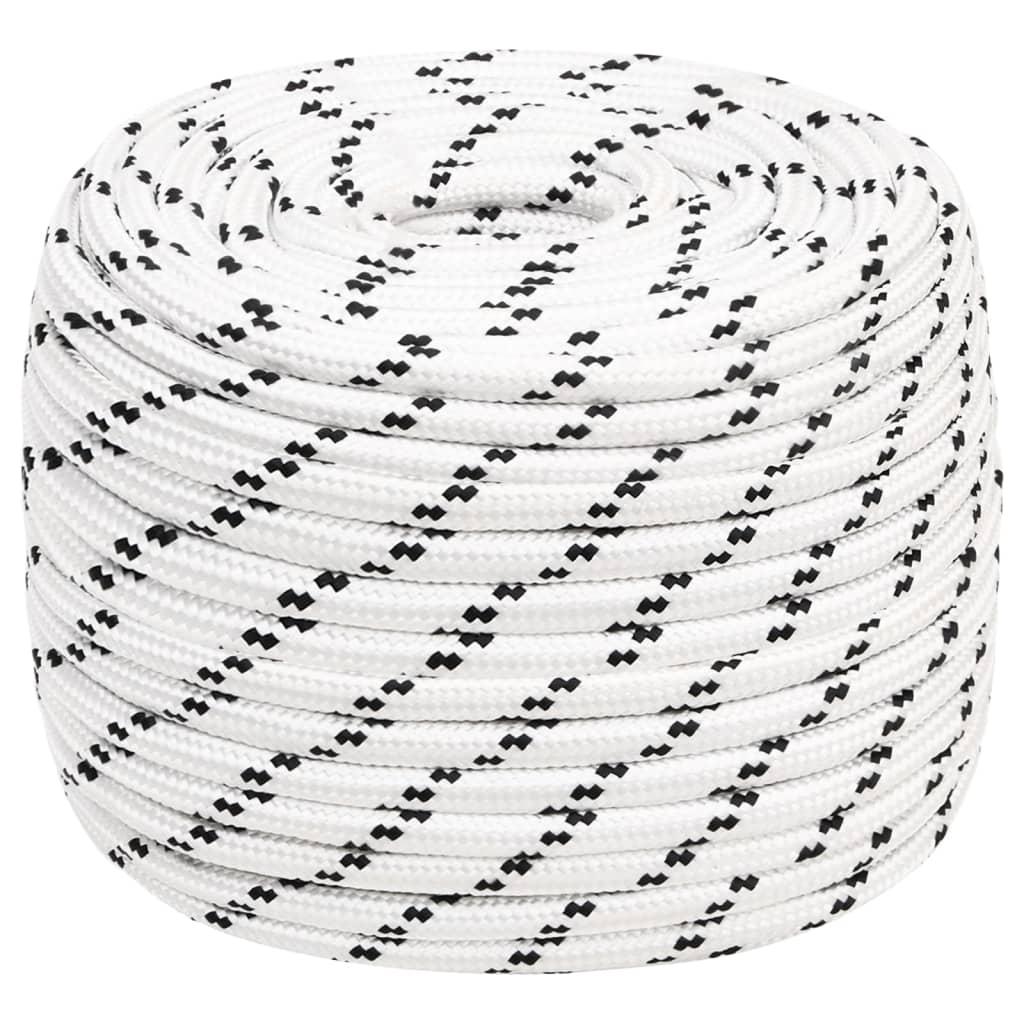 vidaXL Båtlina flätad vit 14 mm x 250 m polyester