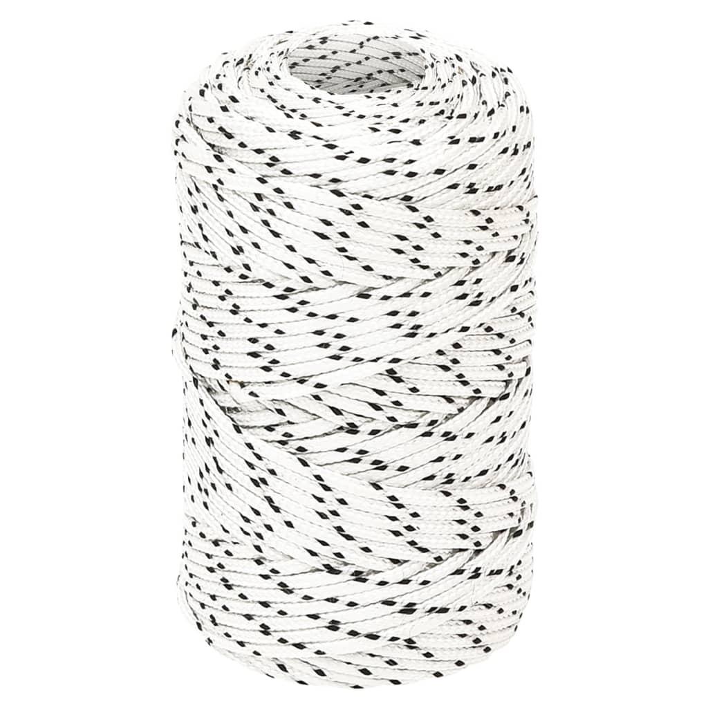 vidaXL Båtlina flätad vit 2 mm x 250 m polyester