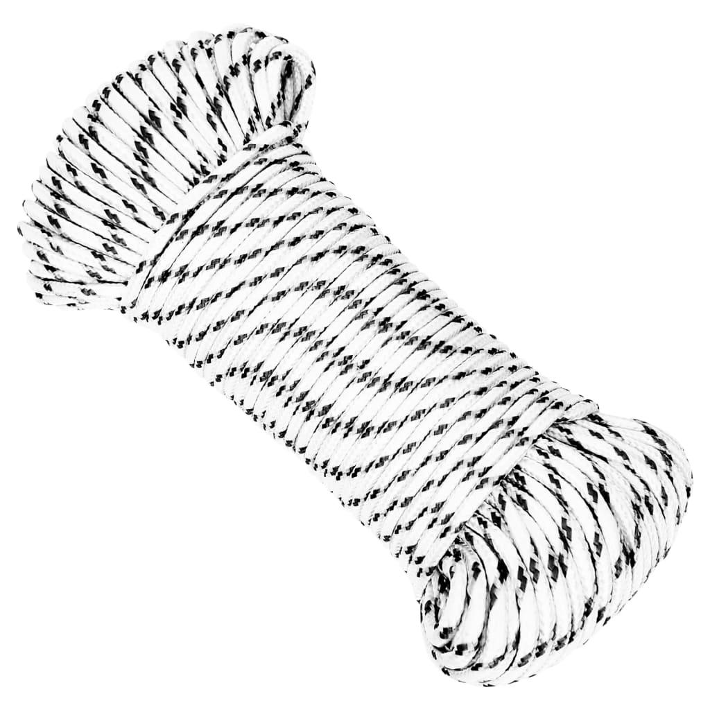 vidaXL Båtlina flätad vit 5 mm x 50 m polyester