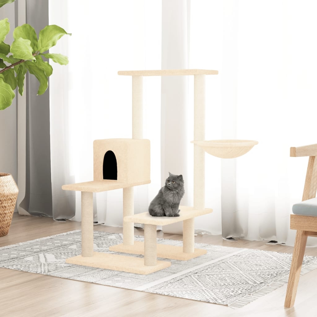 vidaXL Katträd med klöspelare sisal gräddvit 94,5 cm