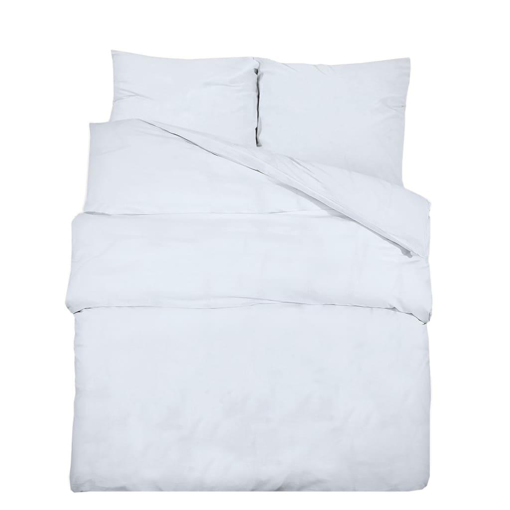 vidaXL Bäddset vit 200x220 cm bomull