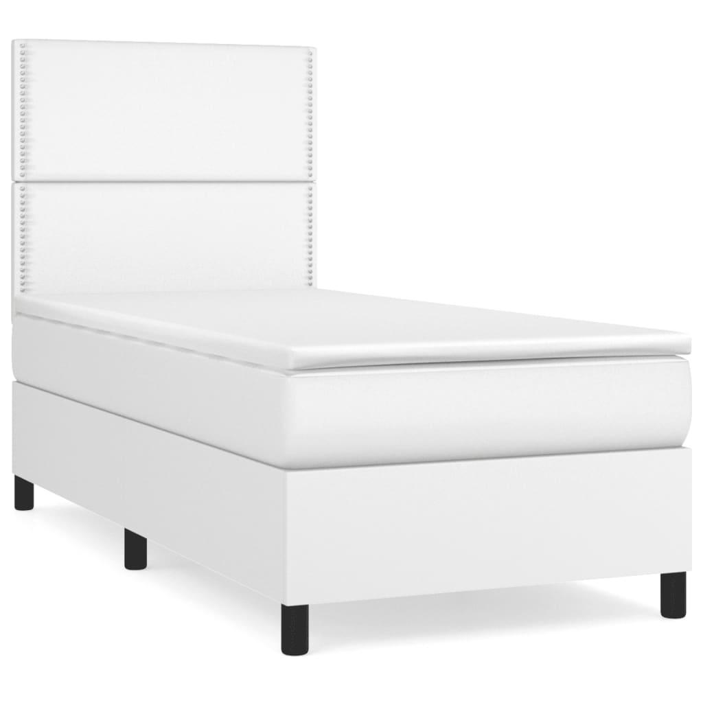 vidaXL Ramsäng med madrass vit 100x200 cm konstläder