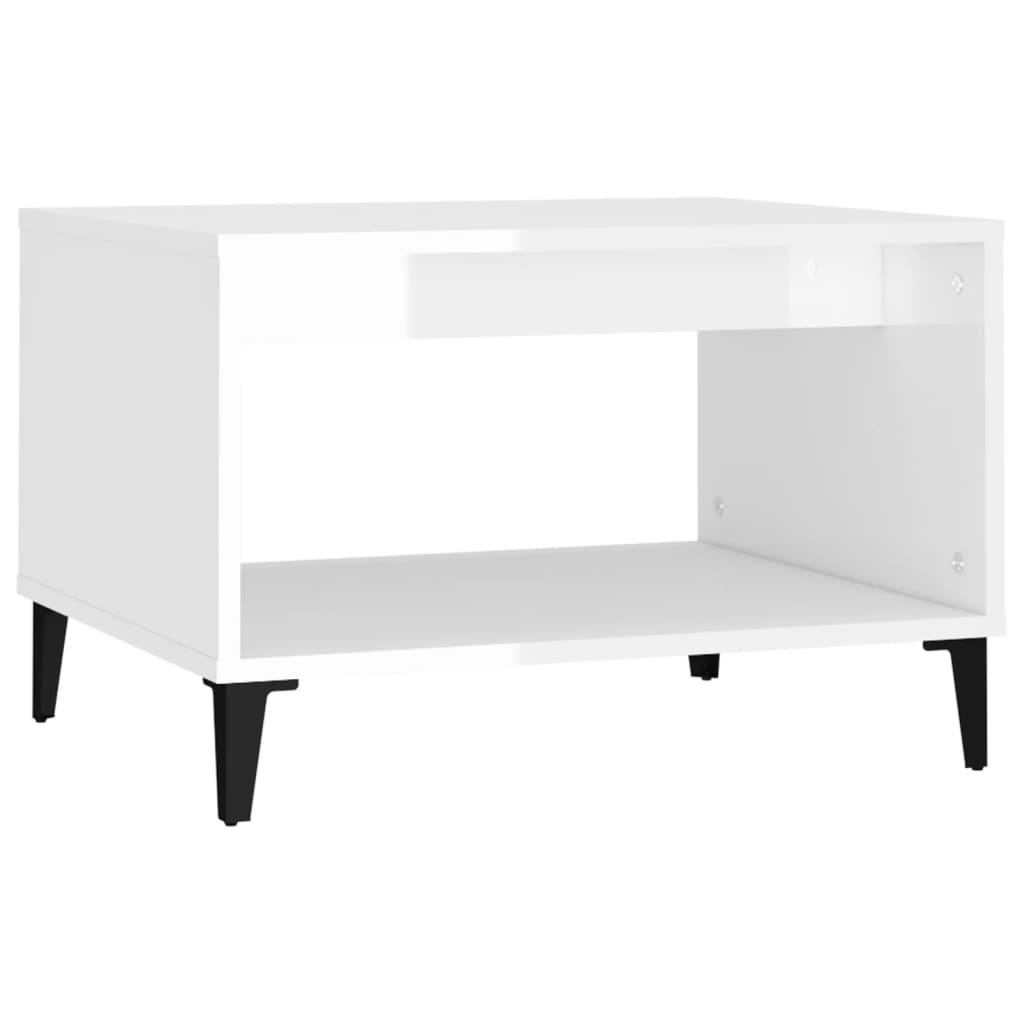 vidaXL Soffbord vit högglans 60x50x40 cm konstruerat trä