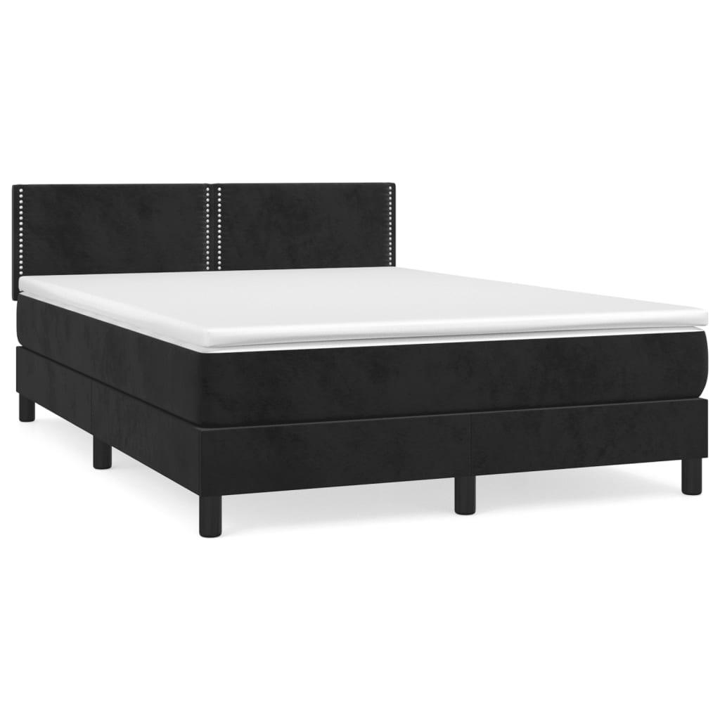 vidaXL Ramsäng med madrass svart 140x200 cm sammet