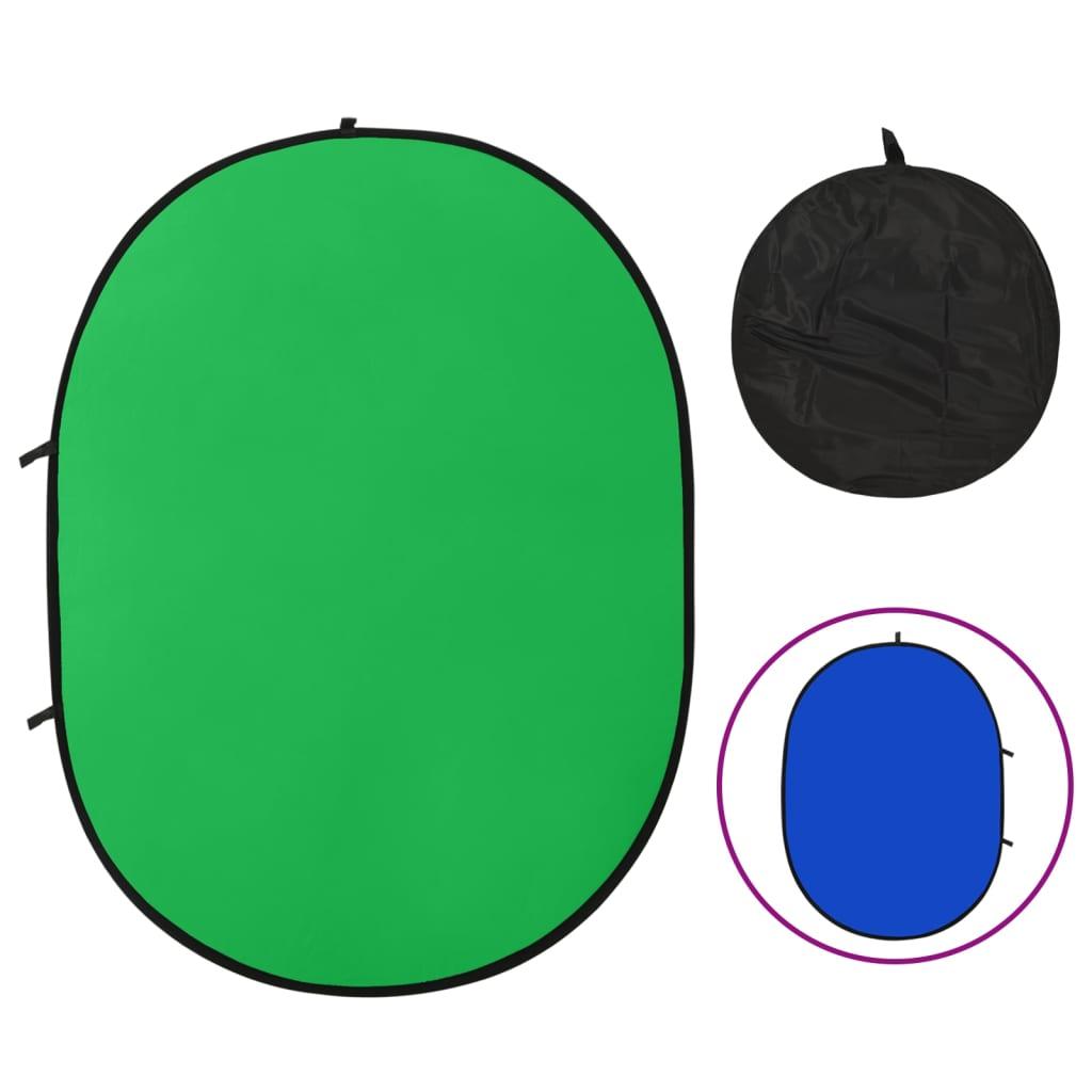 vidaXL Oval bakgrundsskärm studio 2-i-1 grön och blå 200x150 cm