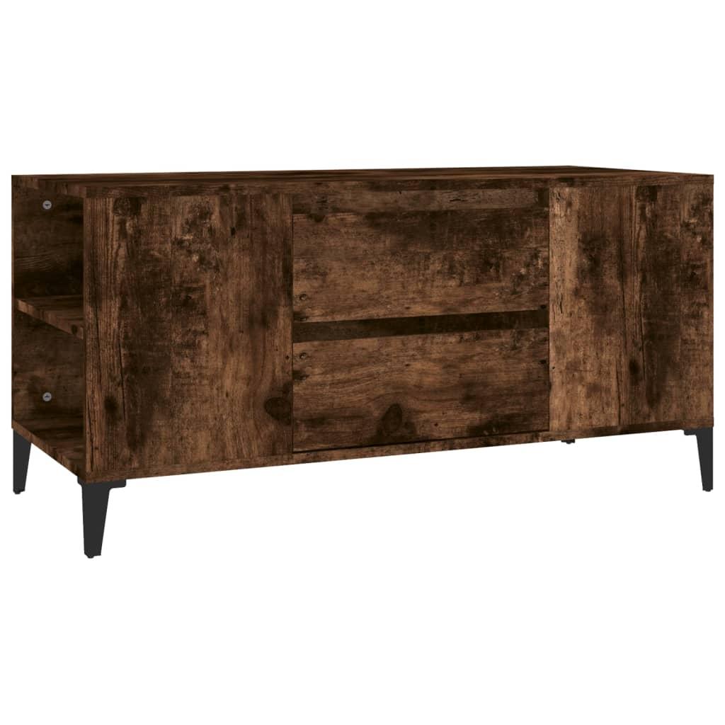 vidaXL Tv-bänk rökfärgad ek 102x44,5x50 cm konstruerat trä