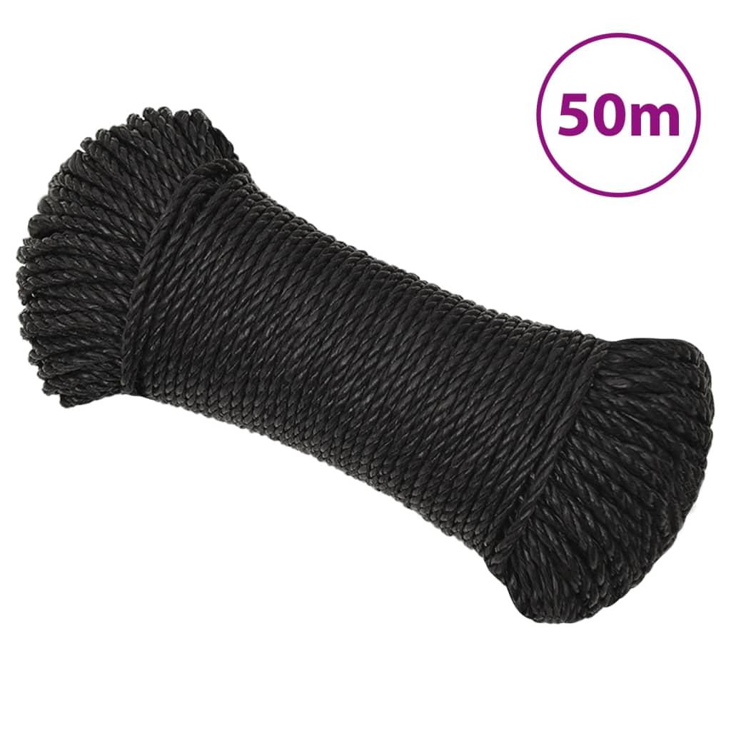 vidaXL Rep svart 6 mm 50 m polypropylen