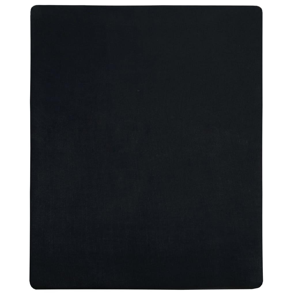 vidaXL Dra-på-lakan jersey svart 180x200 cm bomull