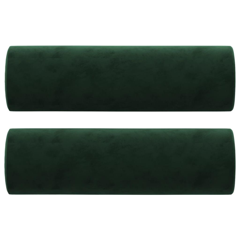 vidaXL Prydnadskuddar 2 st mörkgrön Ø15x50 cm sammet