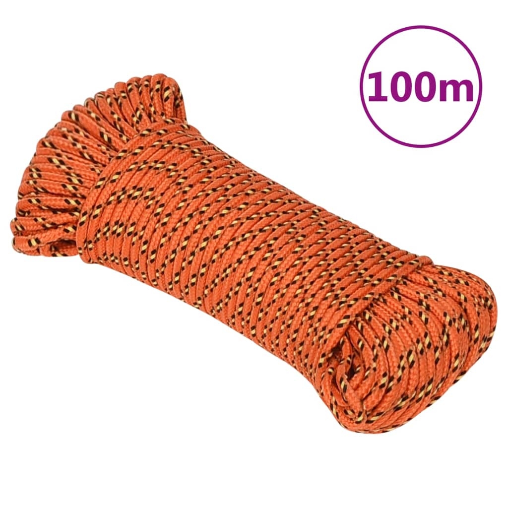 vidaXL Båtlina orange 3 mm 100 m polypropylen