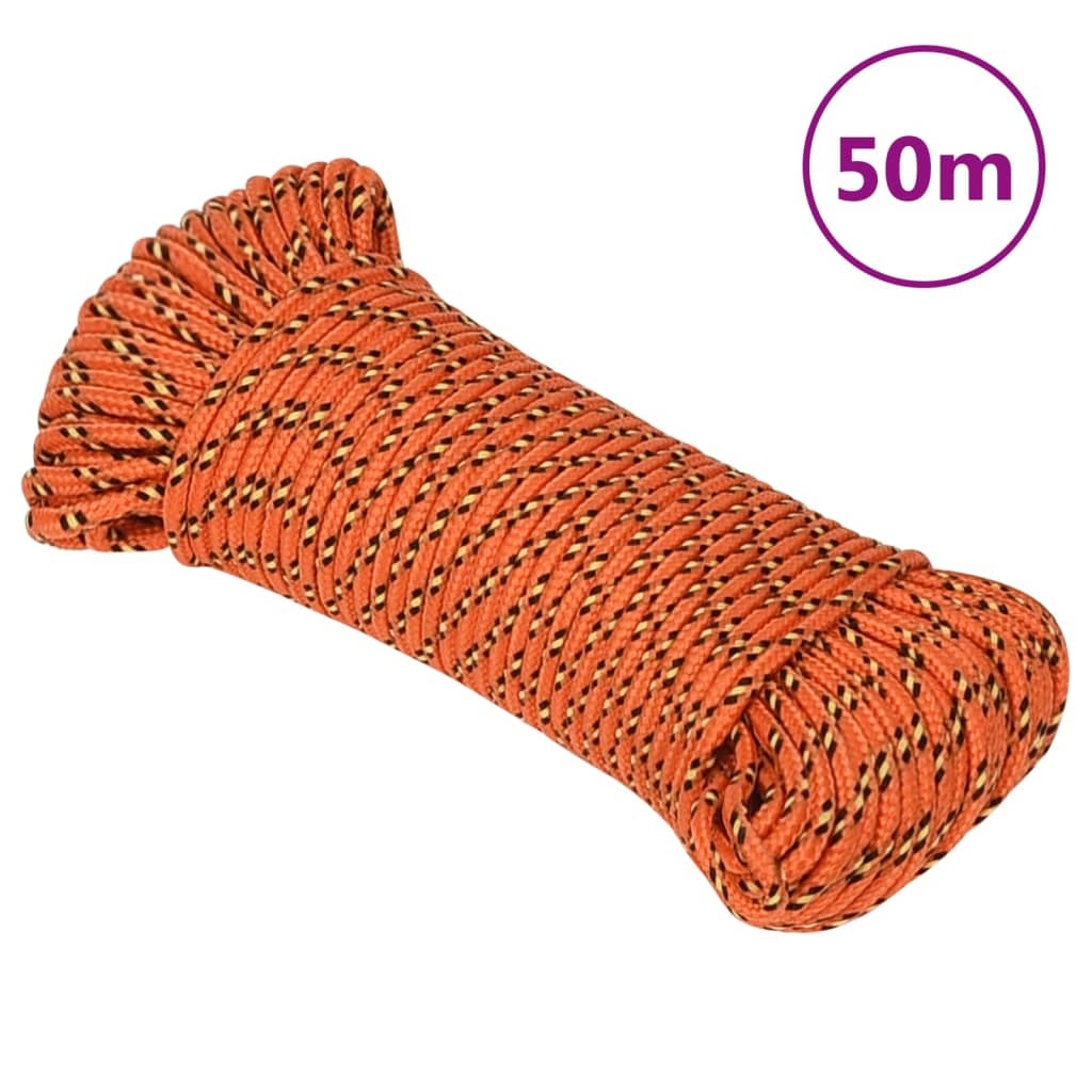 vidaXL Båtlina orange 5 mm 50 m polypropen