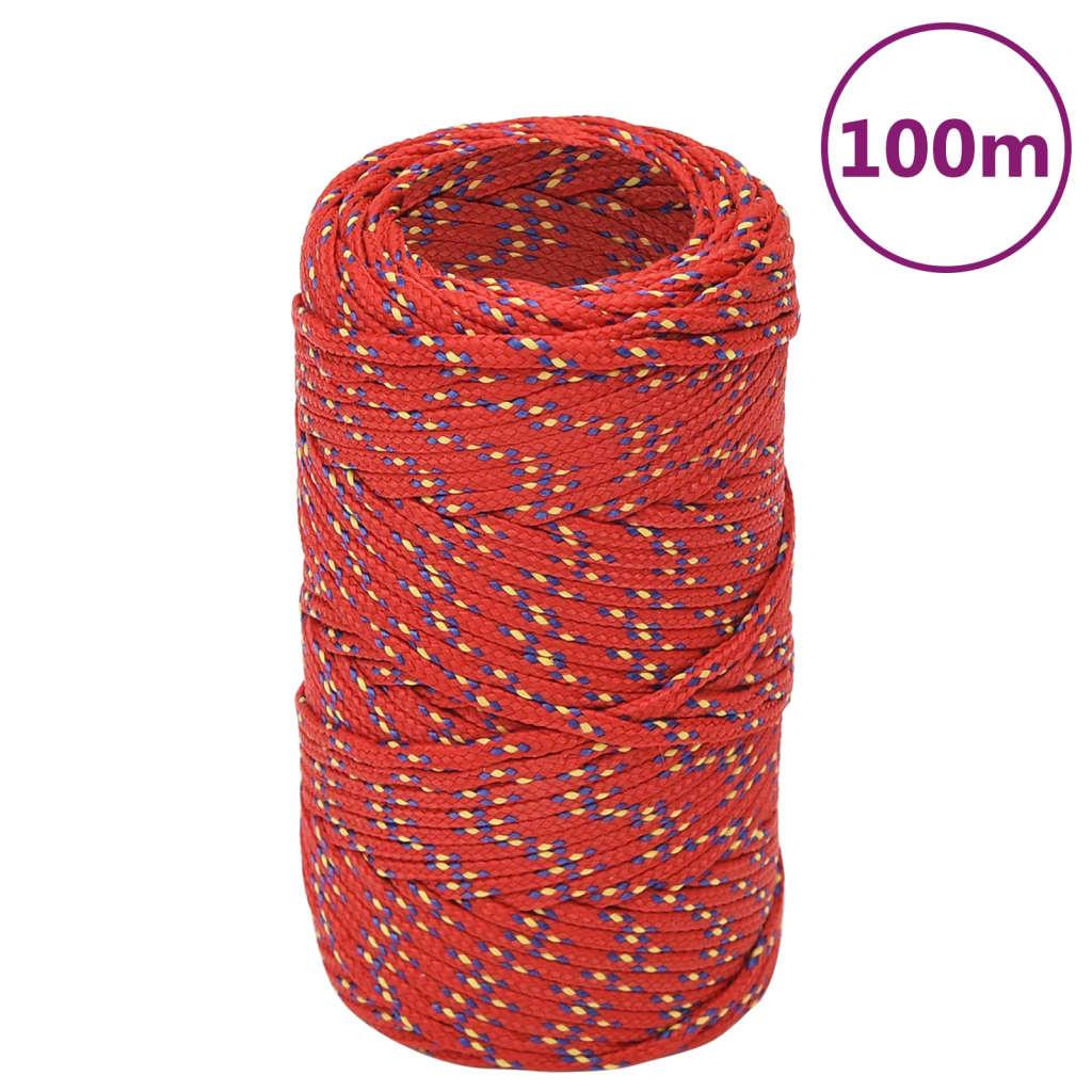 vidaXL Båtlina röd 2 mm 100 m polypropen