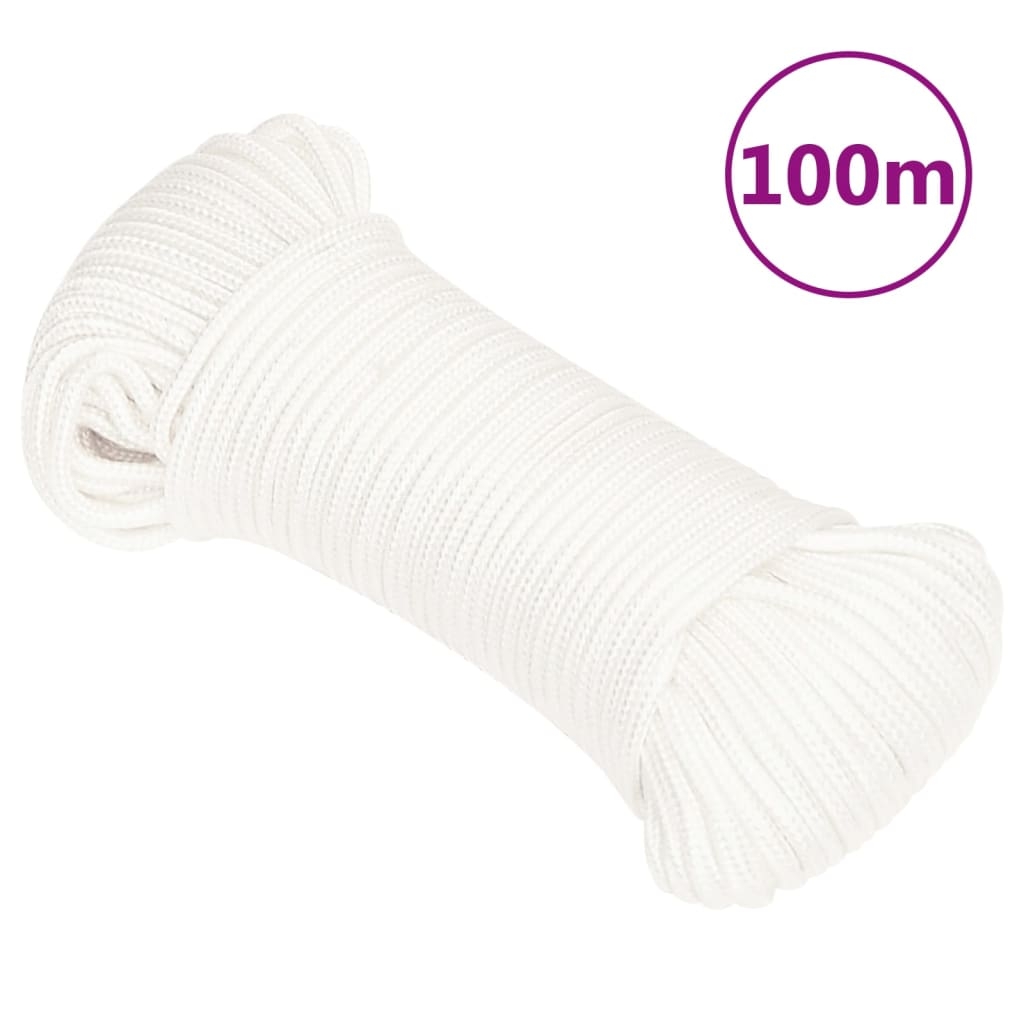 vidaXL Båtlina helvit 3 mm 100 m polypropylen