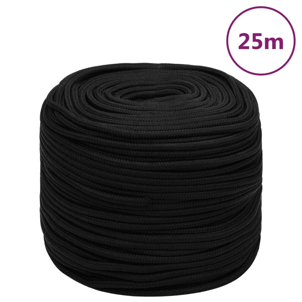 vidaXL Rep svart 6 mm 25 m polyester