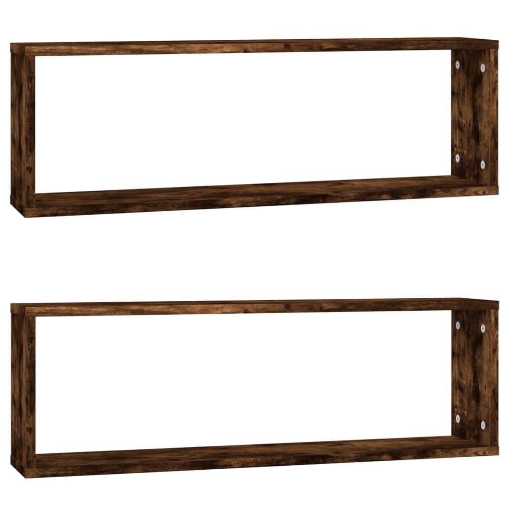 vidaXL Vägghyllor 2 st rökfärgad ek 80x15x26,5 cm konstruerat trä