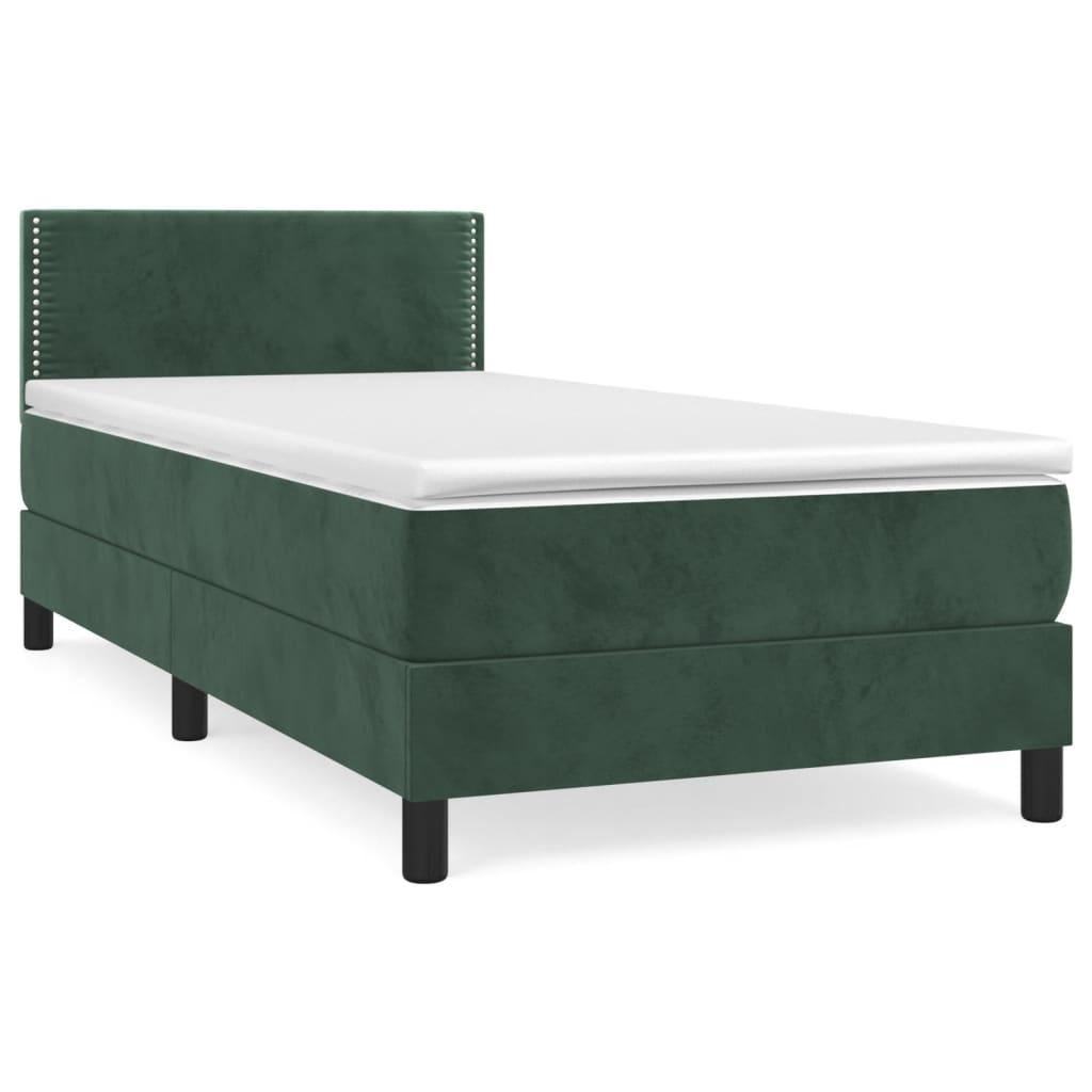 vidaXL Ramsäng med madrass mörkgrön 100x200 cm sammet