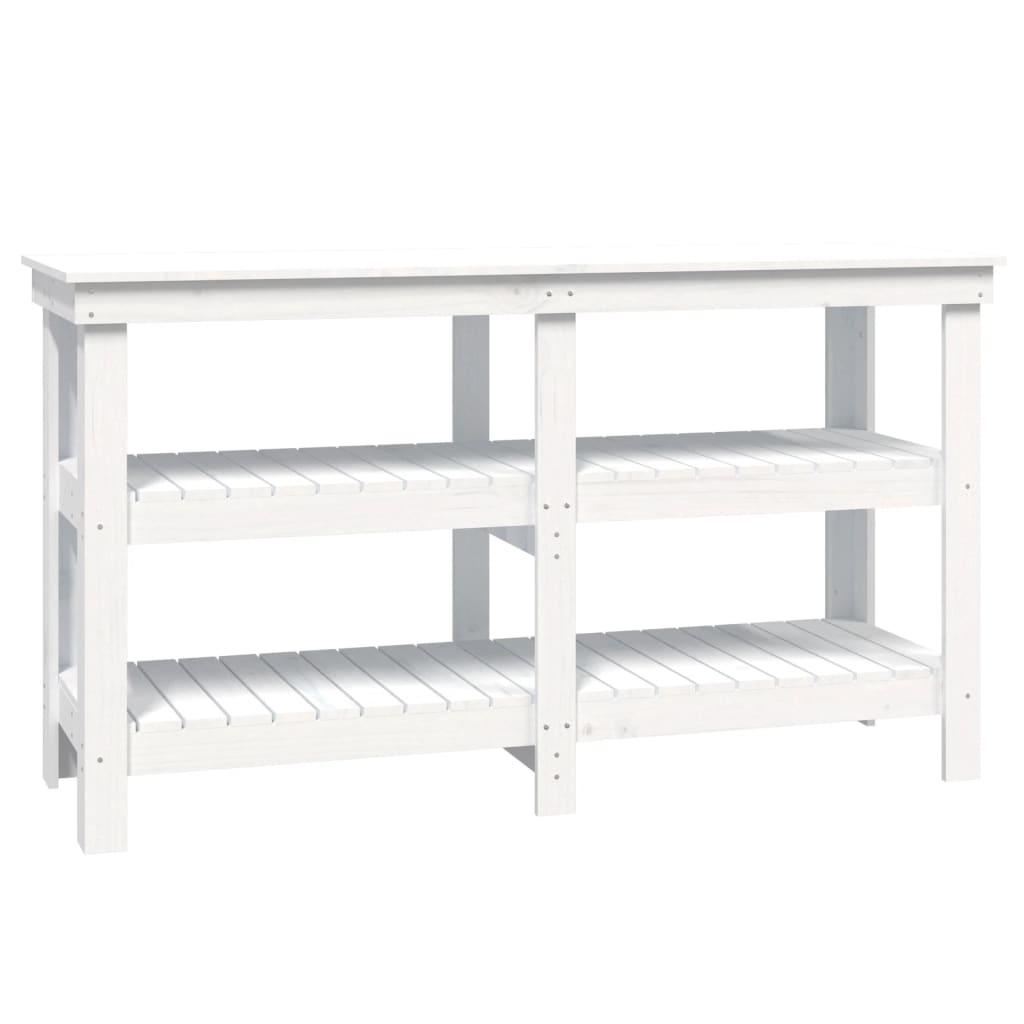 vidaXL Arbetsbänk vit 142,5x50x80 cm massiv furu