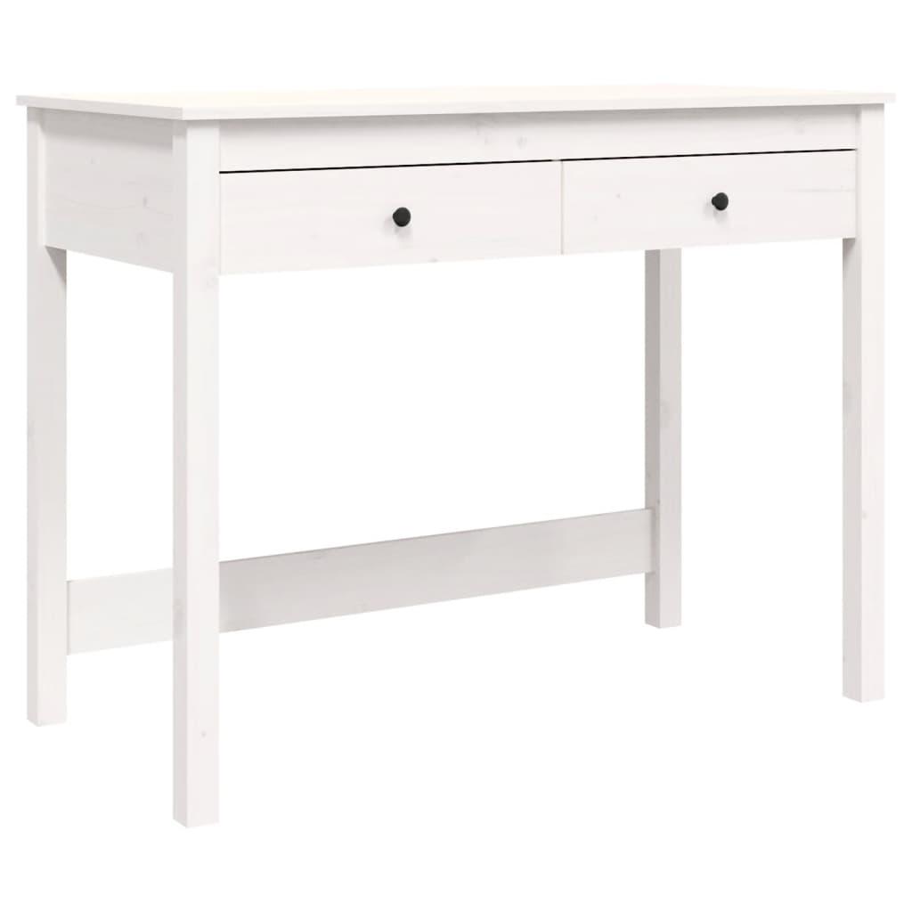 vidaXL Skrivbord med lådor vit 100x50x78 cm massiv furu